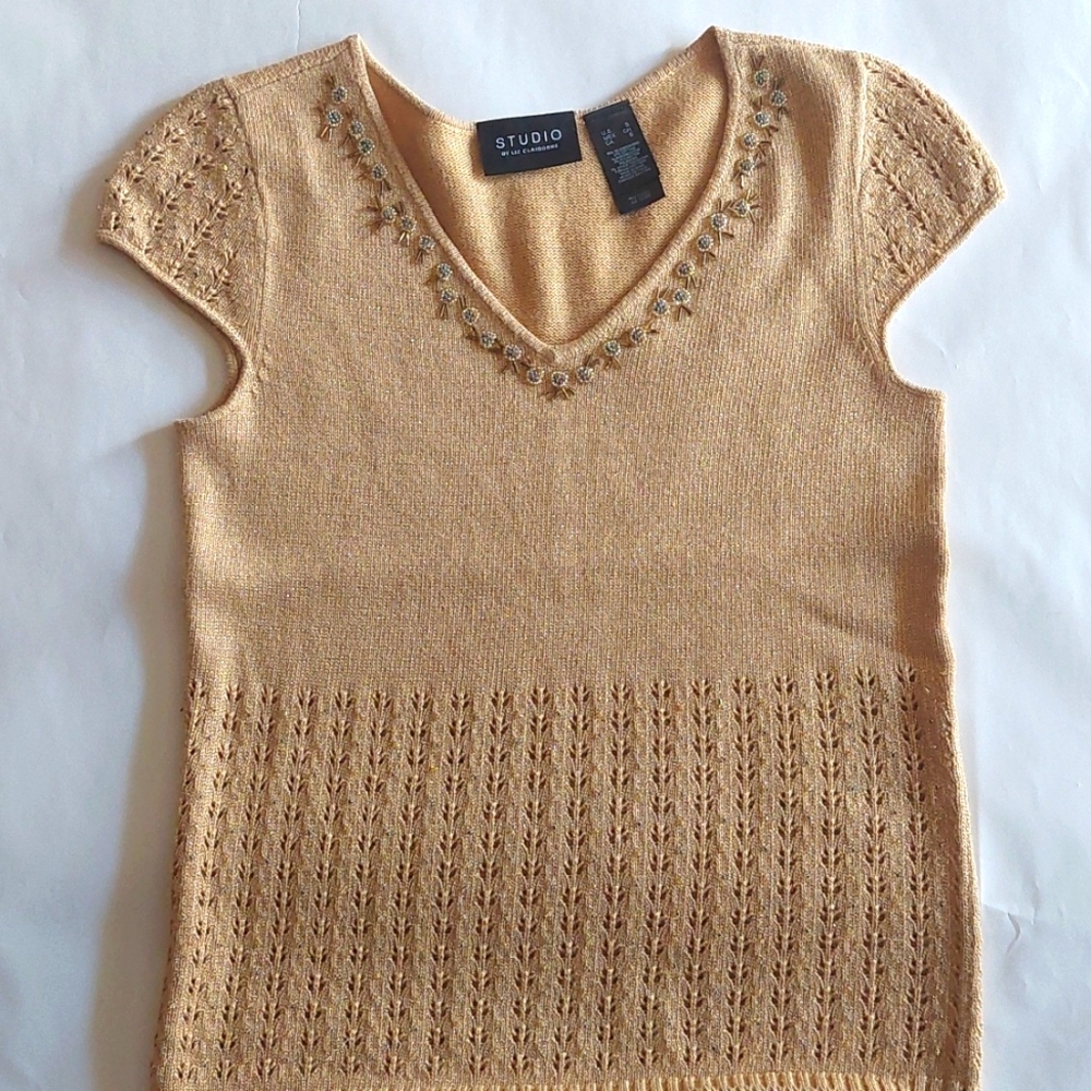 Gold beaded sweater